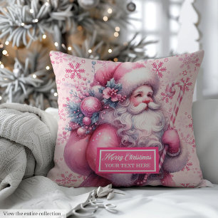Pink Santa Claus Pillow Personalized for Christmas