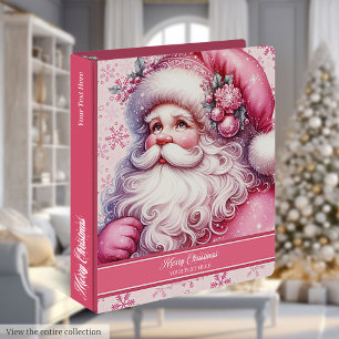 Pink Santa Claus Ring Binder Personalized for Xmas