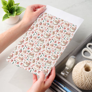 Pink Santa Claus Stockings Candy Canes Christmas Envelope Mailers