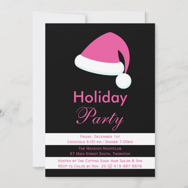 Pink Santa Corporate Holiday Party Invitation (Front)