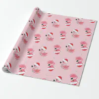 Fa La La Flamingo Xmas Wrapping Paper , Santa Flamingo Christmas Wrapping  Paper, Flamingo Xmas Gift Wrapping Paper Green 