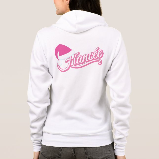 Pink Santa Hat Fiancée Sweat Shirt white (Back)