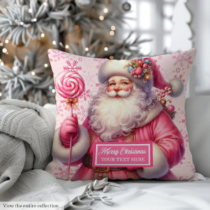 Pink Santa Pillow Personalized for Holiday Gift