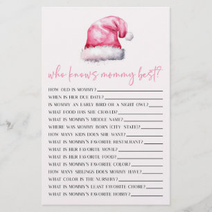 Pink Santa Who Knows Mommy Baby Shower Game Stationery