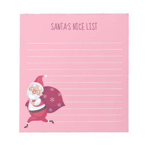 Pink Santas Nice List Notepad