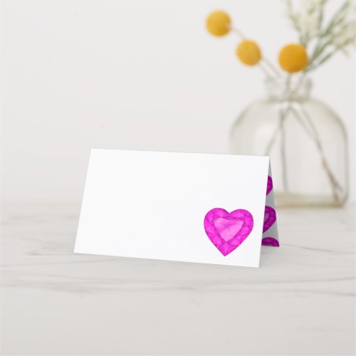 Pink sapphire heart watercolor guest place cards