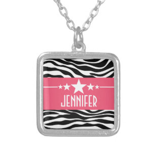 Pink Sassy Star Zebra Necklace
