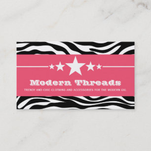 Pink Sassy Star Zebra Print Business Card