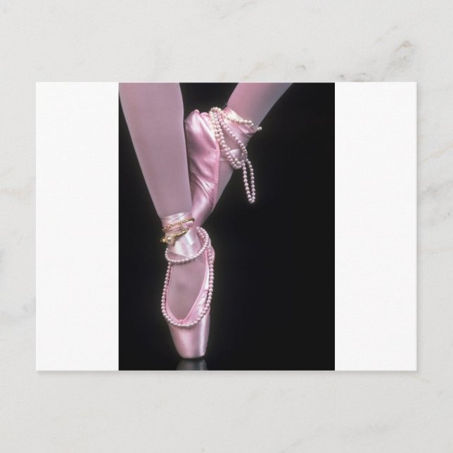 pink satin ballet toe shoes postcard (Front)