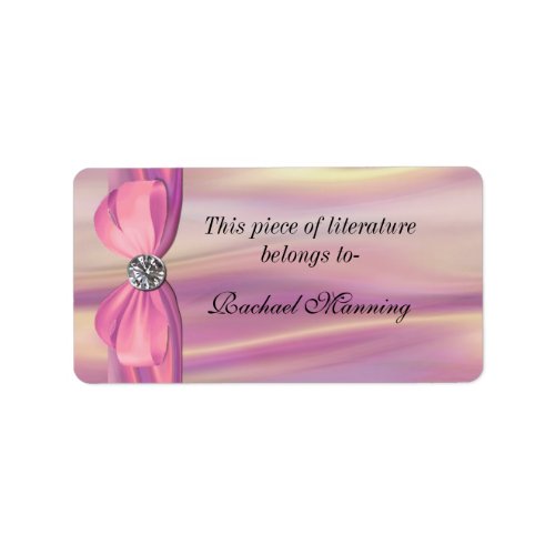 Pink Satin Bookplate Sticker