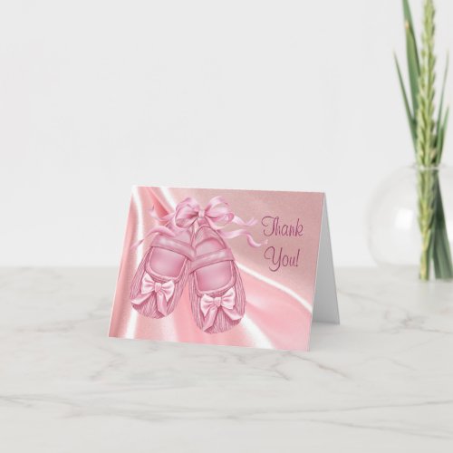 Pink Satin Booties Baby Girl Thank You Cards
