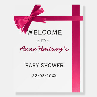 Pink Satin Bow Baby Girl Shower Foam Board