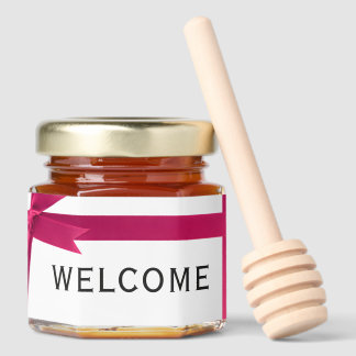 Pink Satin Bow Baby Girl Shower Honey Jar Favors
