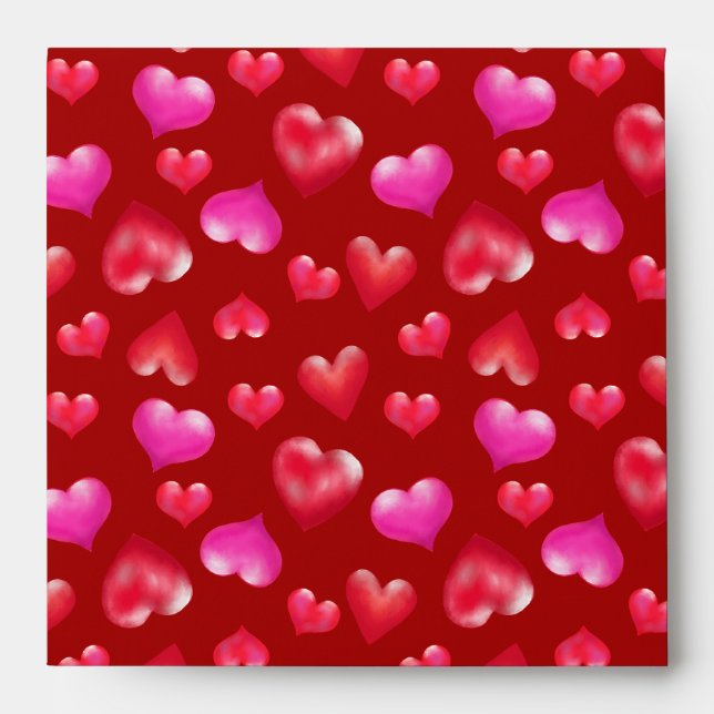 Pink Satin Hearts | Valentine's Day Envelope (Front)