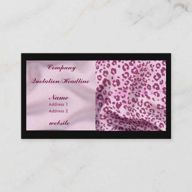 pink satin/ leopard print business card (Front)