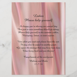 Pink Satin Look Wedding Basket Sign Invitation