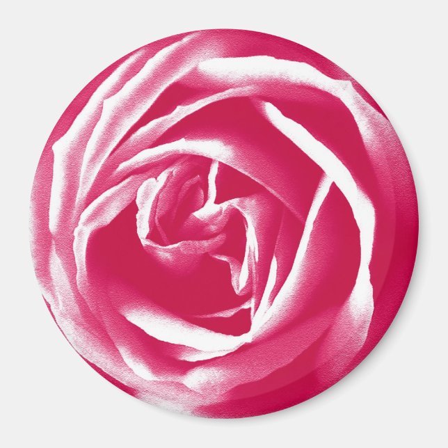 Pink satin rose print magnet (Front)