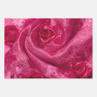 Pink Satin Rose Wrapping Paper Sheets