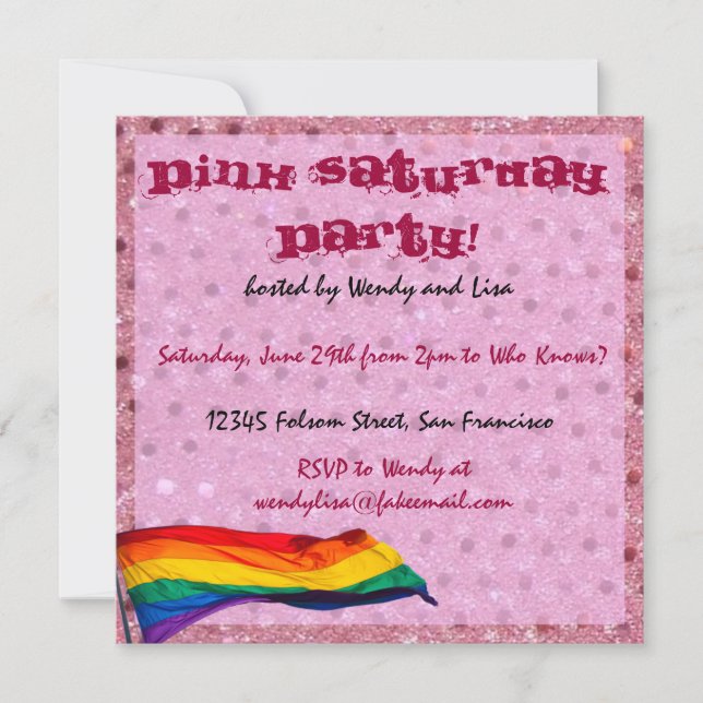 Pink Saturday Party Invitations (Front)