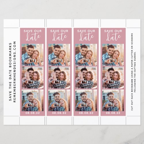 Pink Save Our Date Photo Bookmark