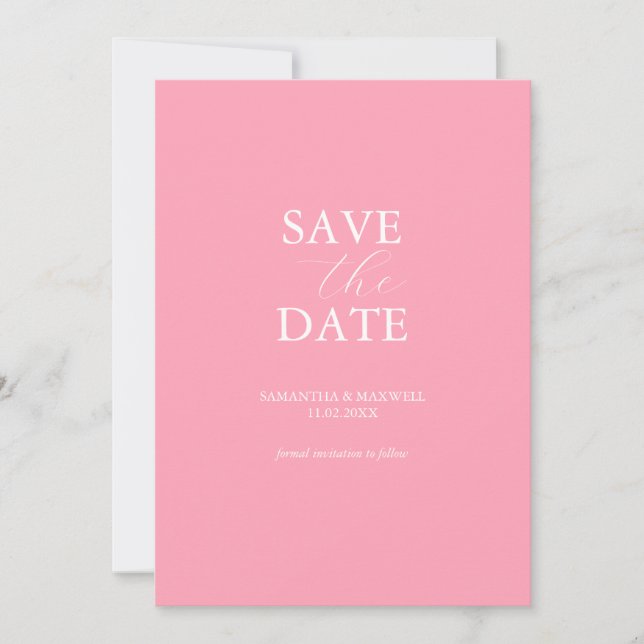 Pink Save The Date Invitation (Front)