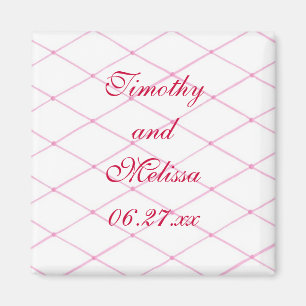 Pink Save the date Magnets, Quilted CrissCross Magnet