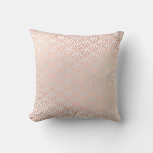 Pink Scales White Gray Art Deco Geometry Seashells Throw Pillow