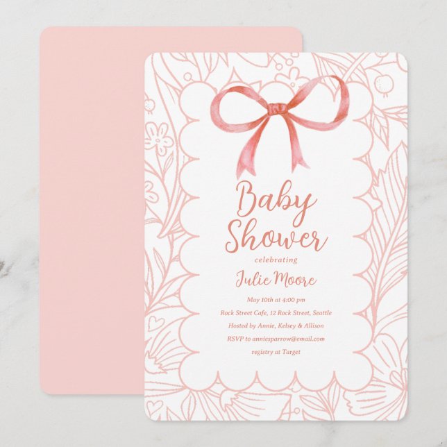 Pink Scallop Baby Shower Invitation (Front/Back)