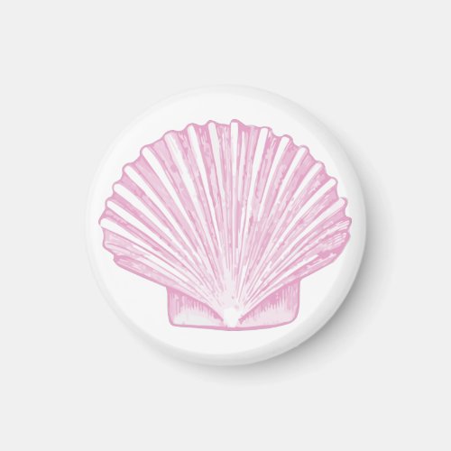 Pink Scallop Shell Coastal Magnet