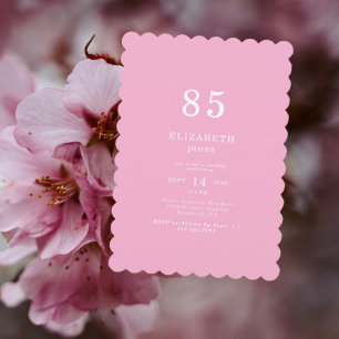 Pink Scalloped 85TH Birthday Party Invitation