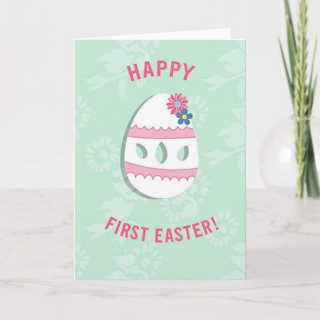 Pink Scalloped Easter Pattern Card (Front)