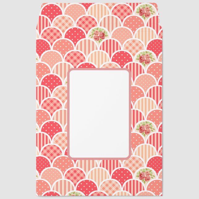 Pink scalloped floral print pattern girly cute envelope mailers (Front)
