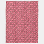 Pink Scalloped Outlined Hearts Repeat Fleece Blanket