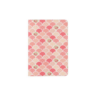 Pink scalloped pattern quilt grandmillenial cute passport holder