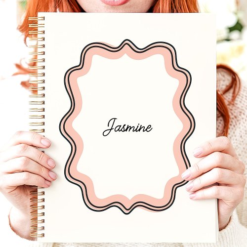 Pink Scalloped Wavy Frame Custom Name Planner