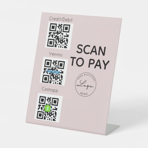 Pink Scan to pay QR Code Contactless Sign 