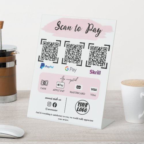 Pink Scan To Pay Template  Modern QR Payment Sign