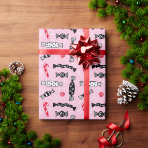 Pink Scandinavian Candy Bonbon Christmas Wrapping Paper