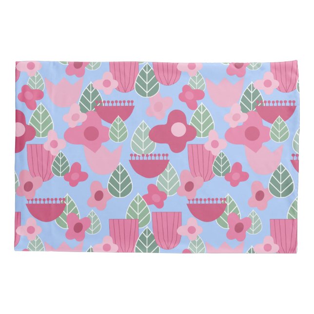 Pink Scandinavian Spring Pillow Case (Back)