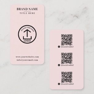 Pink Scannable Digital Contact QR Code Logo Business Card