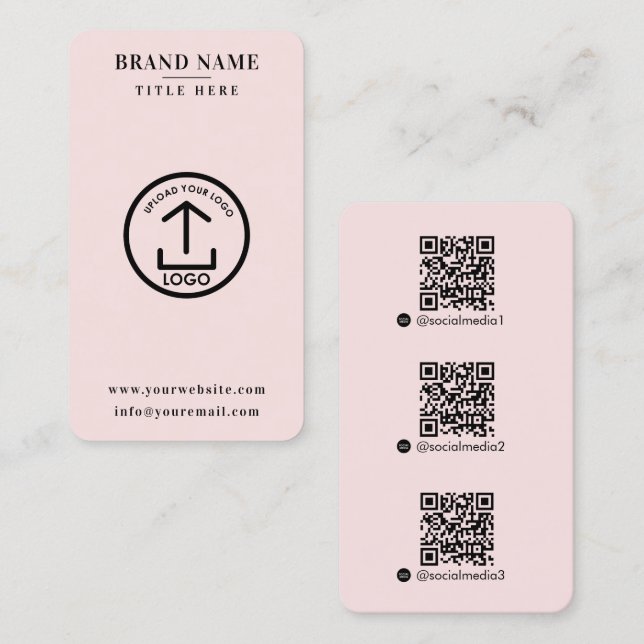 Pink Scannable Digital Contact QR Code Logo Business Card (Front/Back)