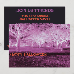 Pink Scary Woods Halloween Invitation