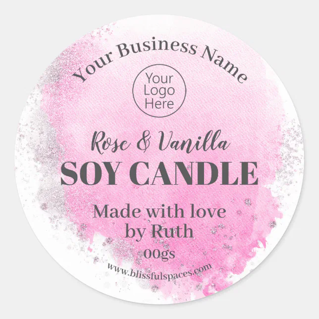 Pink Scented Soy Candle Melt Logo Handmade Label | Zazzle