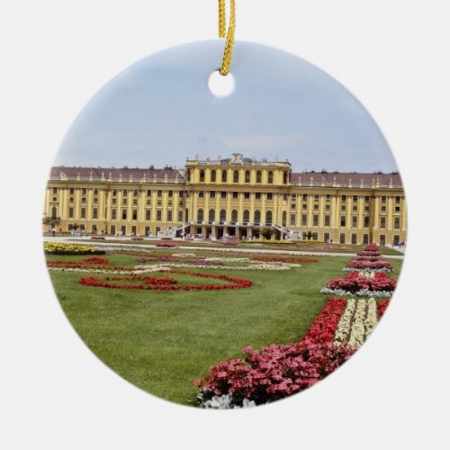 Pink Schonbrunn Castle Vienna Austria flowers Ceramic Ornament