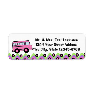 Pink School Bus Wheels Label