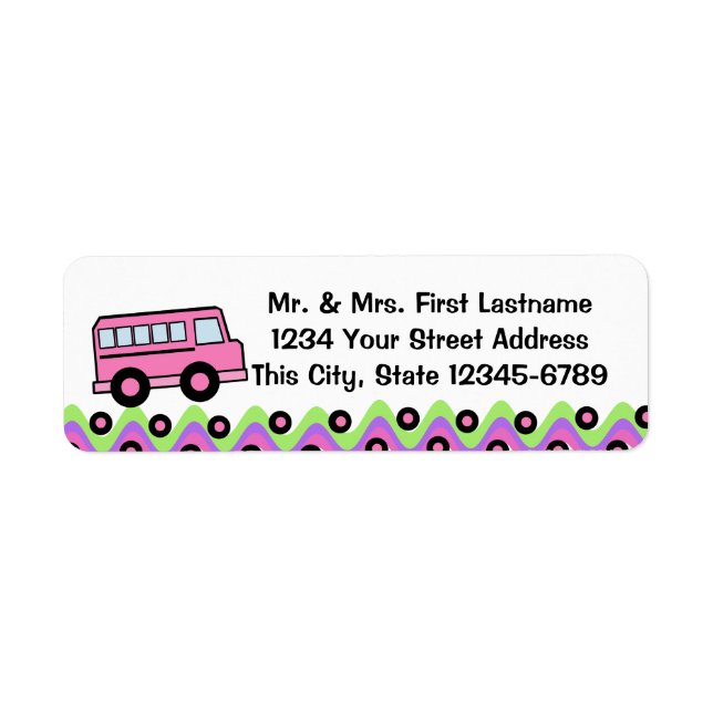Pink School Bus Wheels Label (Front)