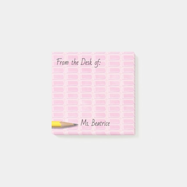 Pink School Erasers Add Name 3x3 Post-it Notes (Front)