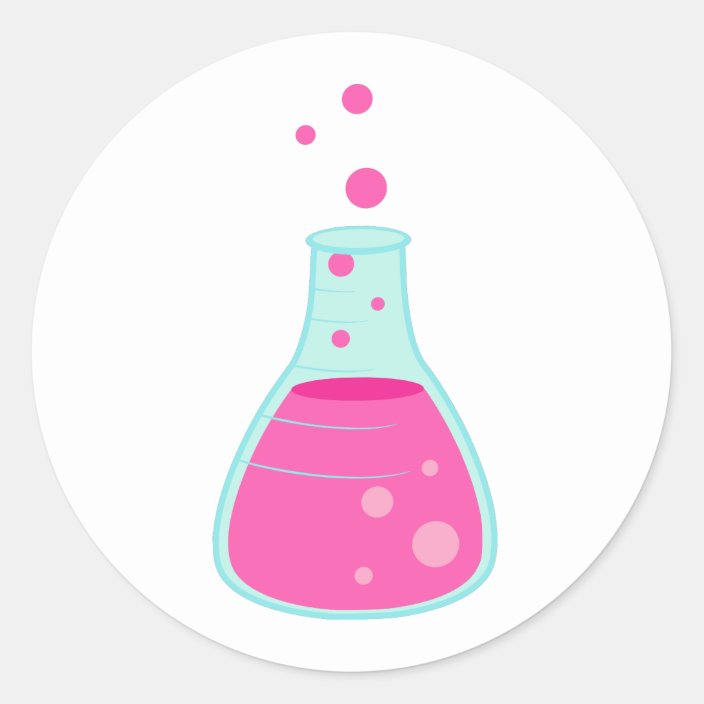 Pink Science Beaker Classic Round Sticker 6966