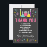 Pink Science Thank You Card<br><div class="desc">Girls science party thank you card in pink,  purple,  teal,  yellow and green.</div>