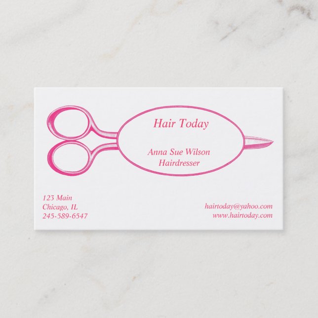 Pink Scissor Business Card (Front)